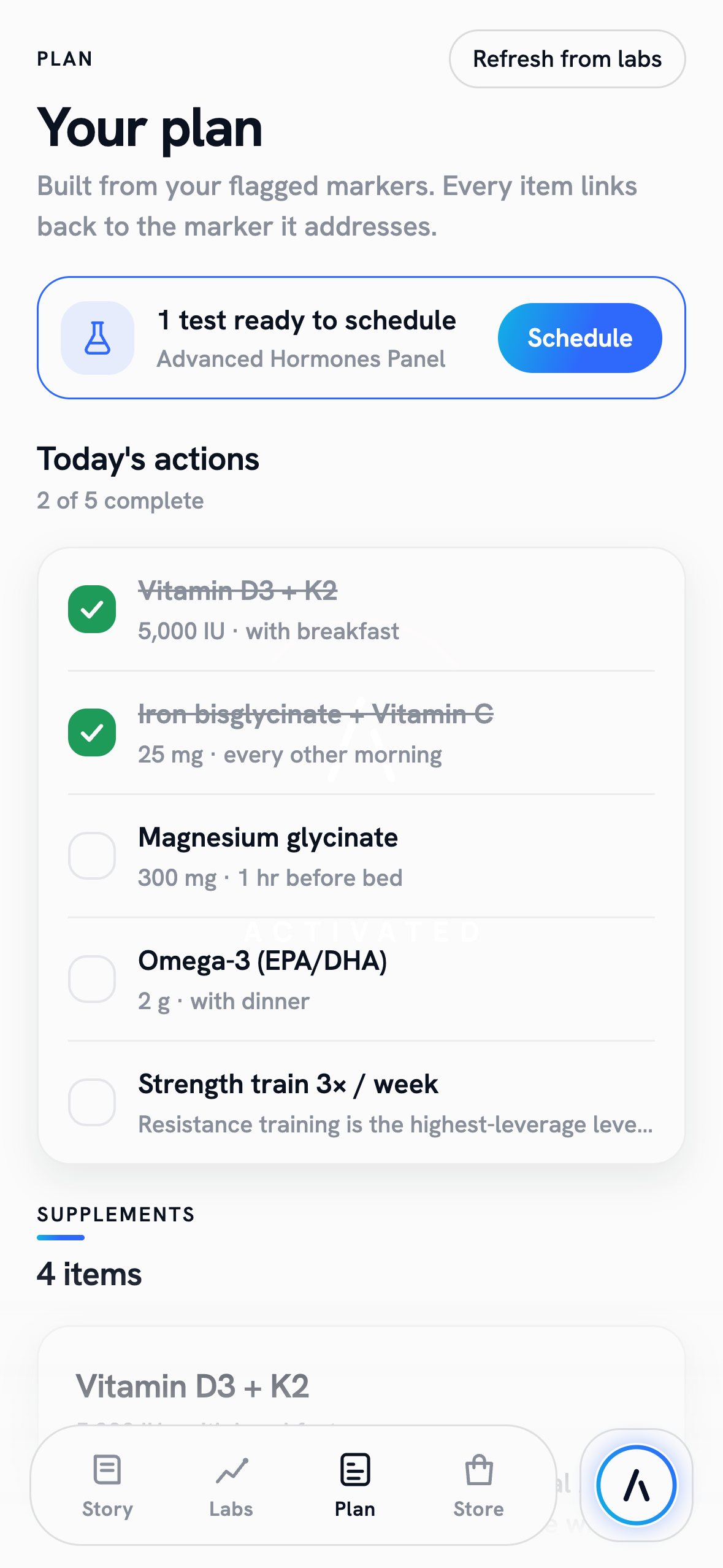 Your personalized action plan in the Activated app